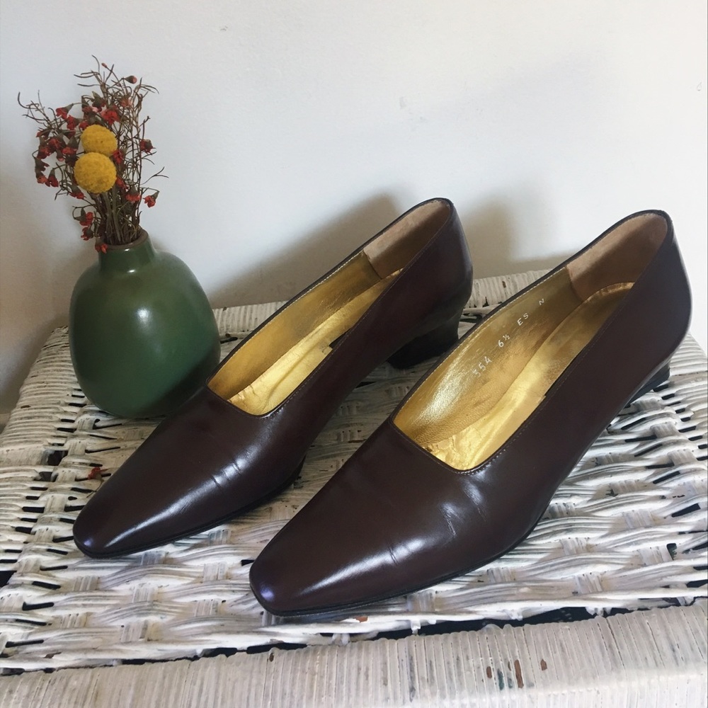 Vintage Escada block heels with square toe